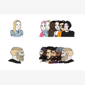 Boys Vs Girls Group Empty Template   Trad Girl Vs Yes Chad   Wojak   Homme Femme Groupe meme template