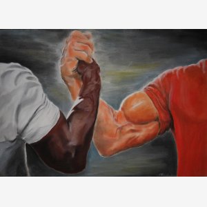 Epic Handshake Template   Arnold Schwarzenegger   Predator   Art   Painting   Arm Wrestling Bras De Fer meme template