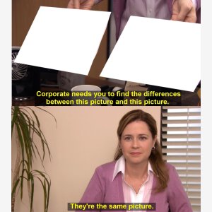 They Re The Same Picture  Corporate Needs You To Find The Difference   The Office, Pam Beesly   Bureau Choisir meme template