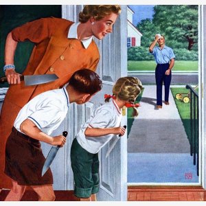 Man About To Be Stabbed By Family meme template