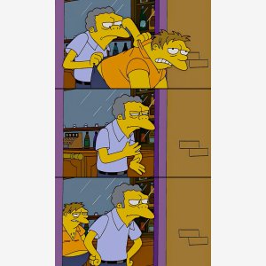 The Simpsons Moe Kick Barney Bar meme template