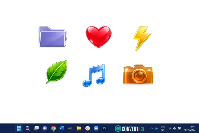 Clean transparent icons displayed on desktop